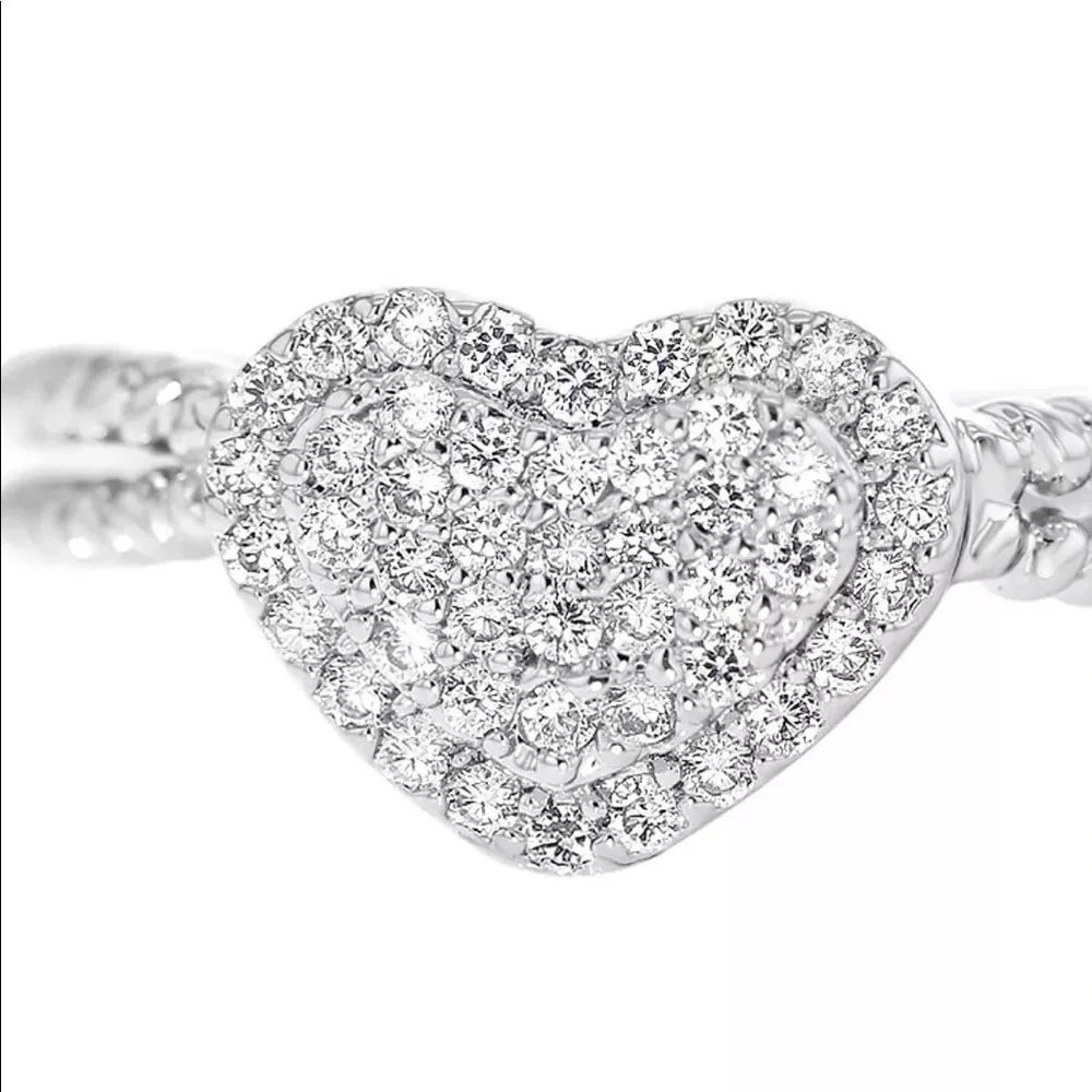 Clear Crystal Sparkle Dazzle Heart Braided Ring